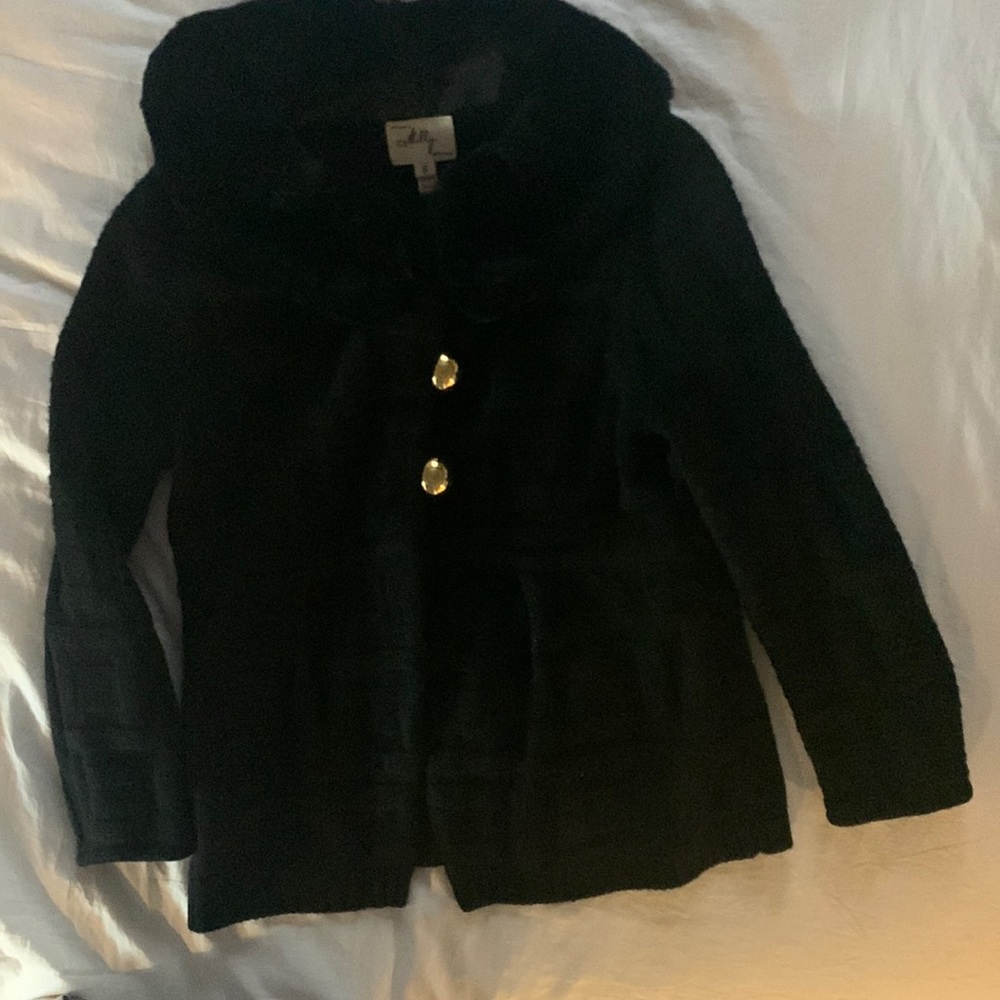 Milly cashmere sweater with removable fur collar.  Excellent condition.